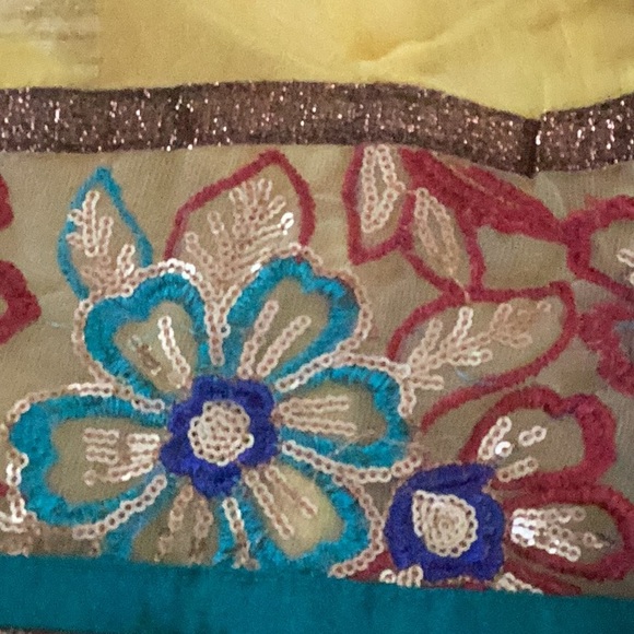 Bright yellow gold beaded dress embroidered beaded flowers size 2 or 4 EU 34 - Picture 8 of 14